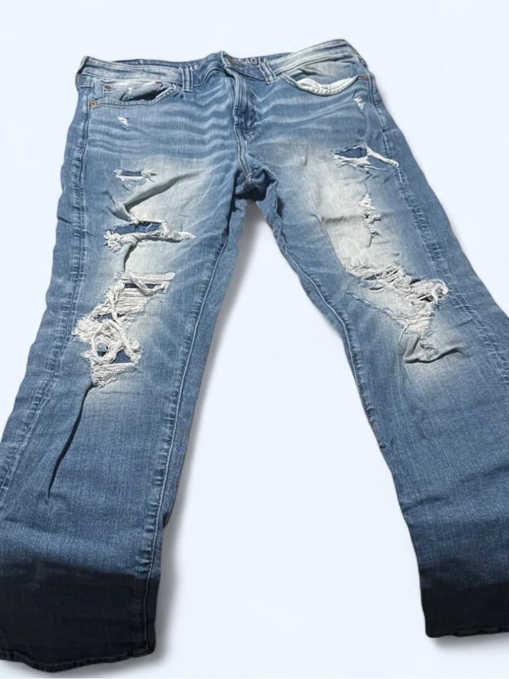 Distressed Light Blue Mens Ripped Jeans